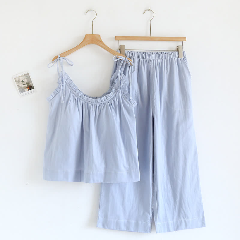 Pyjamas dame i blå – størrelse XL – camisole top med bukser