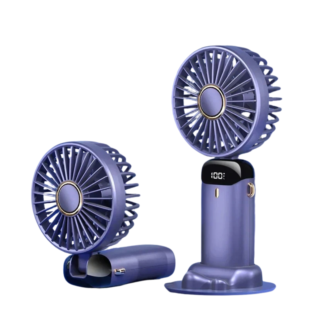 Grøn miniventilator med 5 hastighedstrin og USB-opladning