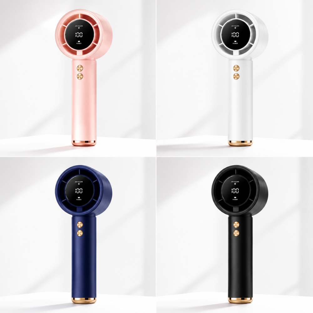 Bærbar mini-turbohåndvifte med digitalt display – USB-C genopladelig højtydende vifte med 100 hastighedstrin til rejser, kontor og udendørs