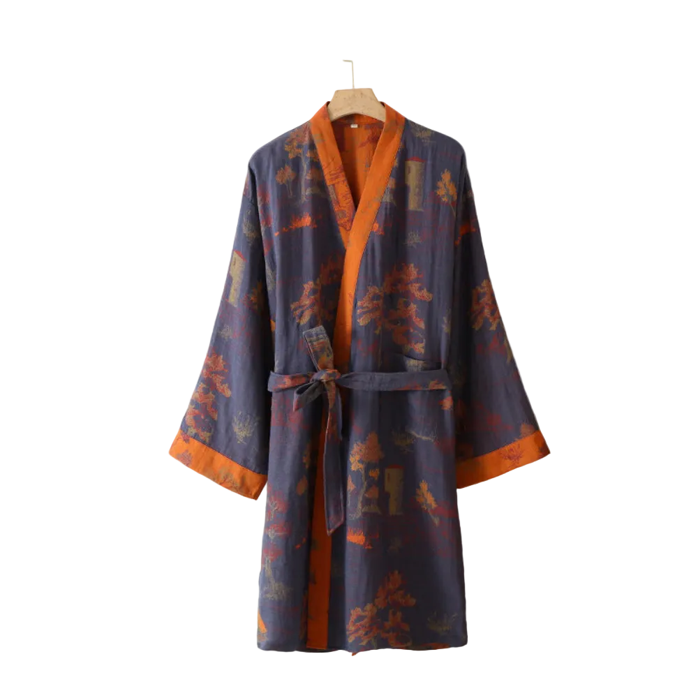 Kimono badekåbe i bomuld med elegant retro-design