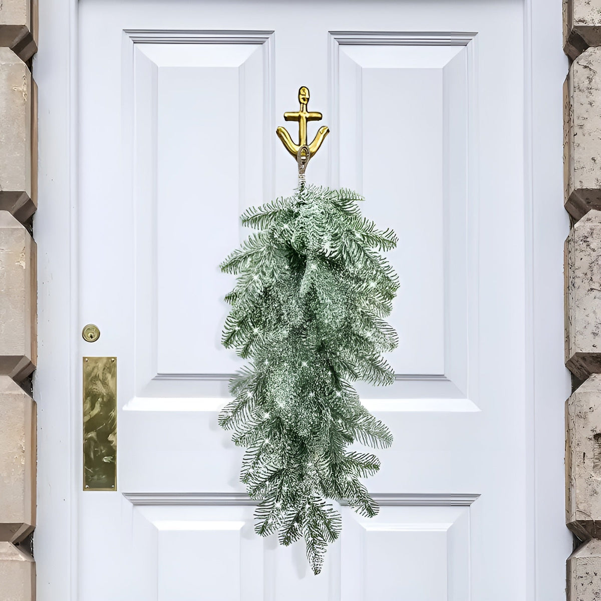 Kunstig Juleguirlande – Med Sneperler og Frosteffekt | Dekorativ Ophæng til Dør, Pejs og Trappegelænder