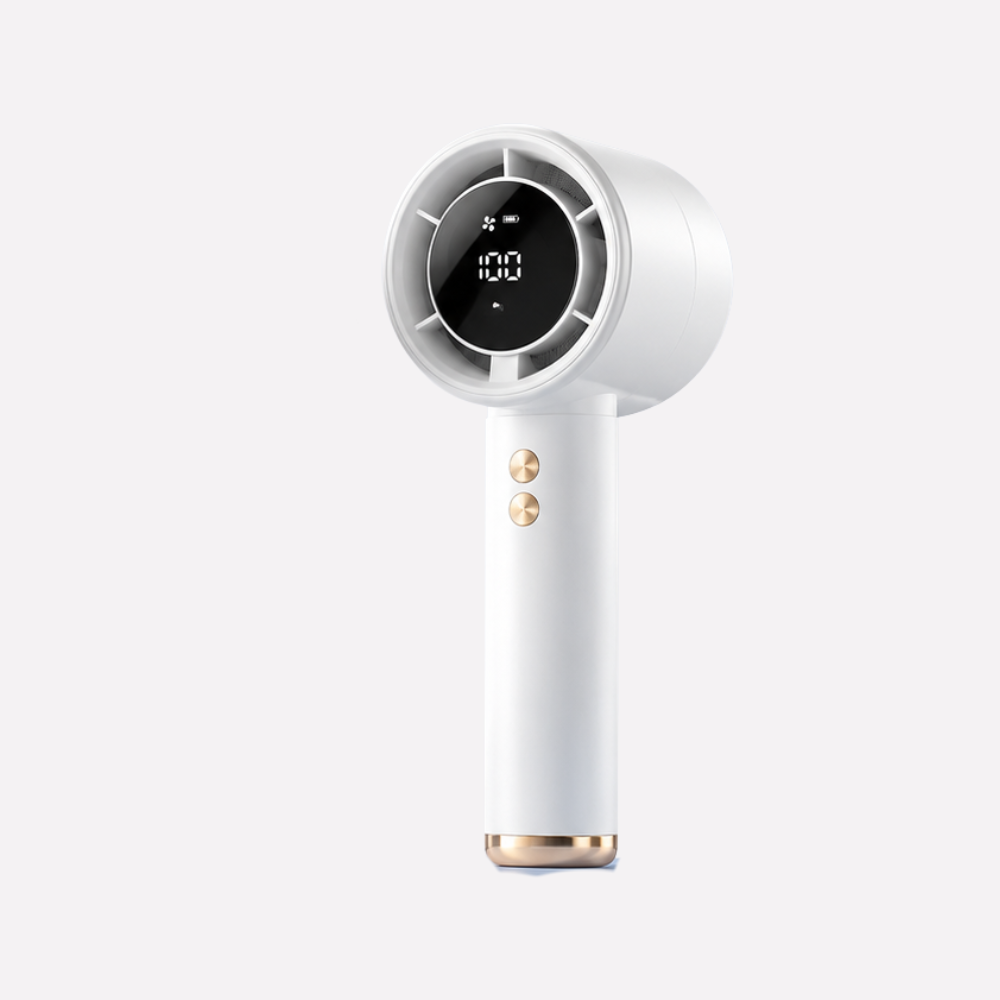 Bærbar mini-turbohåndvifte med digitalt display – USB-C genopladelig højtydende vifte med 100 hastighedstrin til rejser, kontor og udendørs