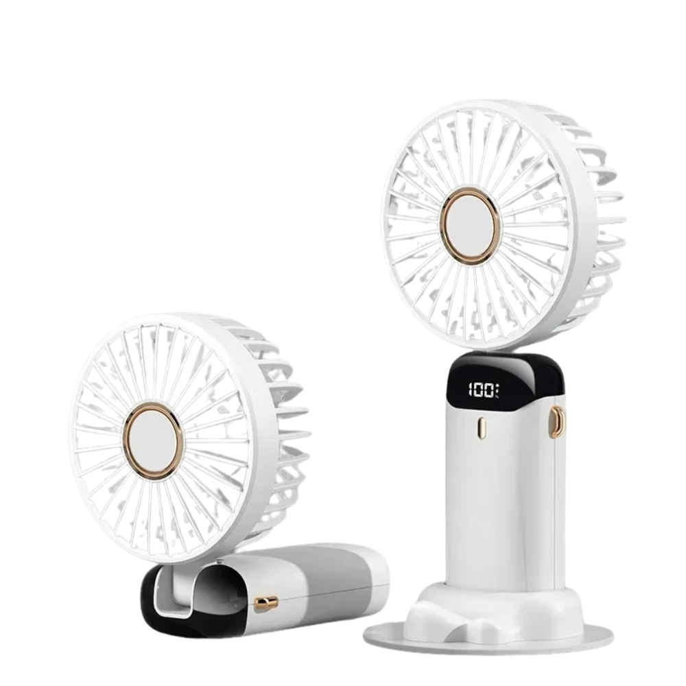 Blå bærbar miniventilator til kontor og rejser