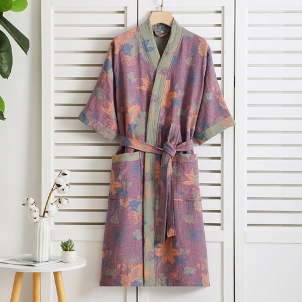 Detalje af dobbelt gaze bomuldsstof på kimono