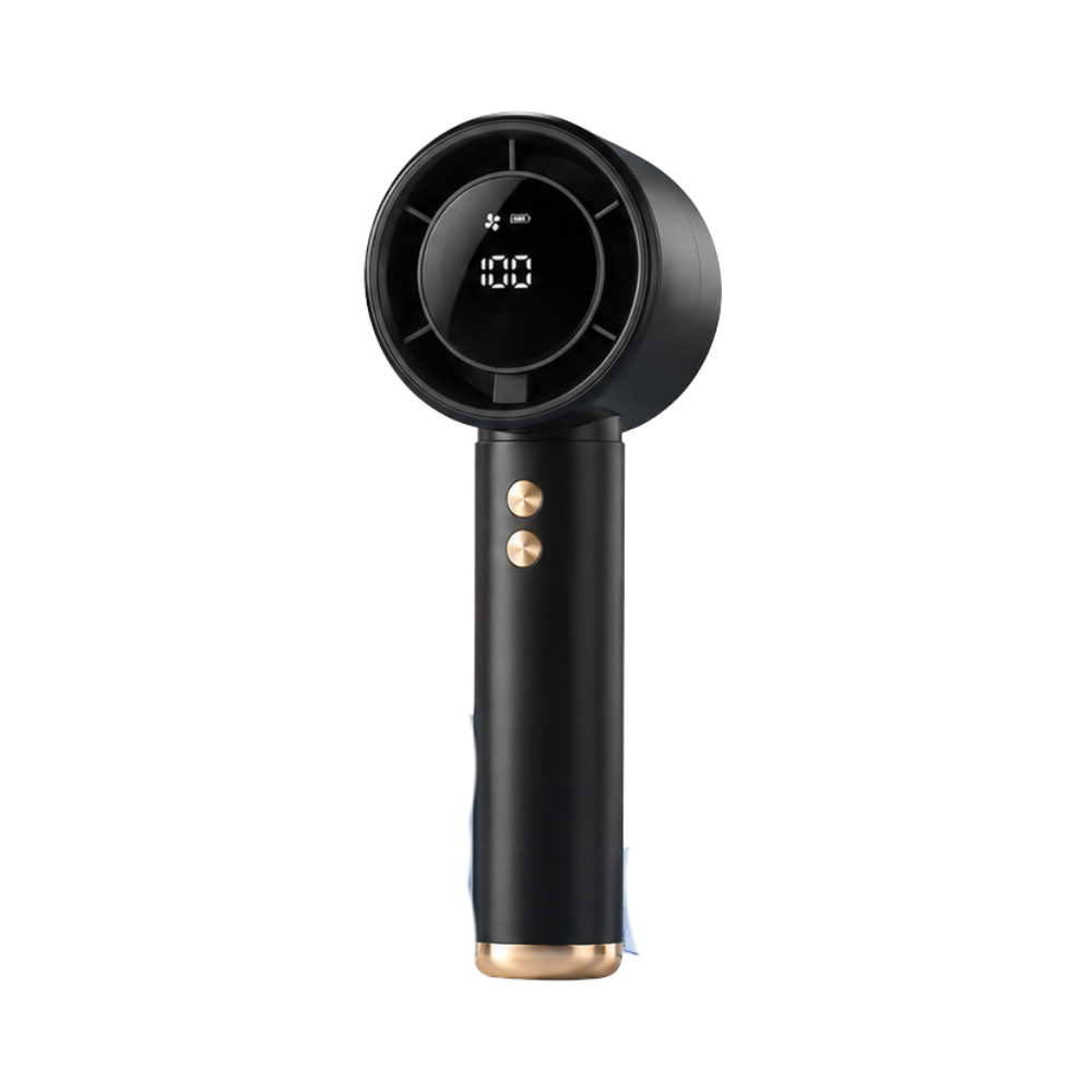 Bærbar mini-turbohåndvifte med digitalt display – USB-C genopladelig højtydende vifte med 100 hastighedstrin til rejser, kontor og udendørs