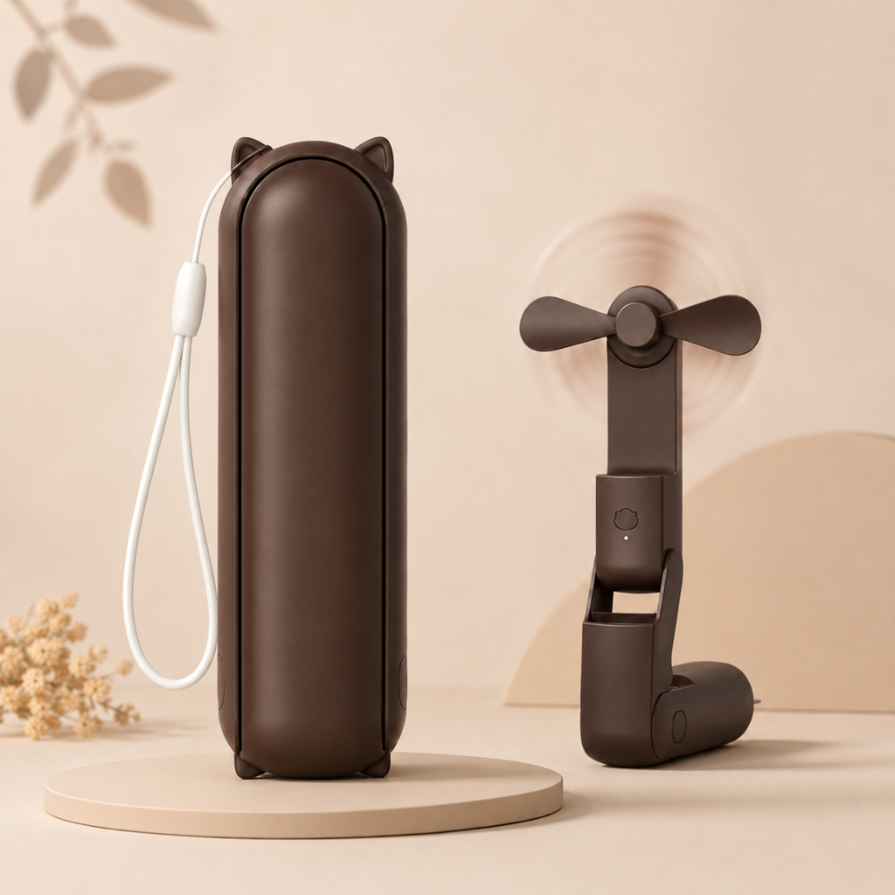 Nærbillede af ventilatorblade på foldbar mini-ventilator