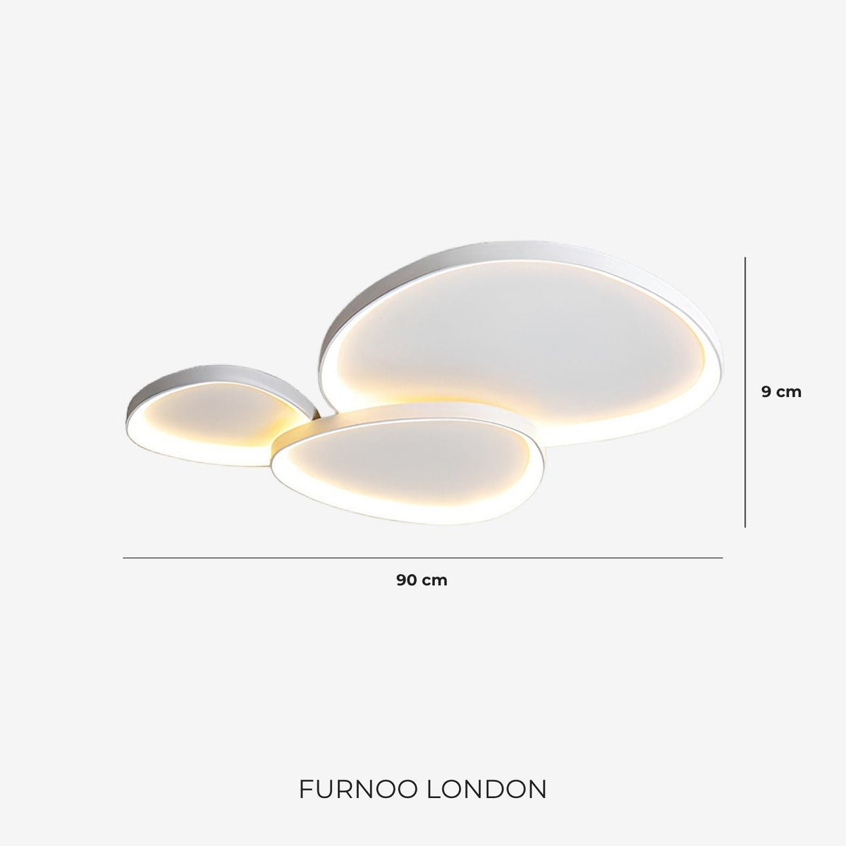 Samlet produktbillede af alle tre størrelser LED loftlampe