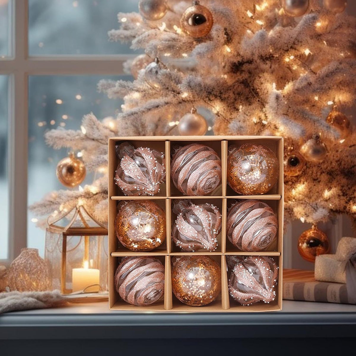 Gyldne Julekugler – Elegant og Skinnende Pynt | Perfekt til Juletræet og Festlig Pynt