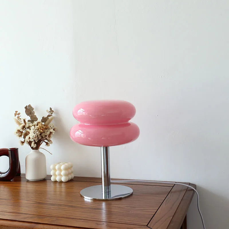 Bordlampe i Glas og Jern – Elegant Svampedesign med Trefarvet LED til Indendørs Belysning 3