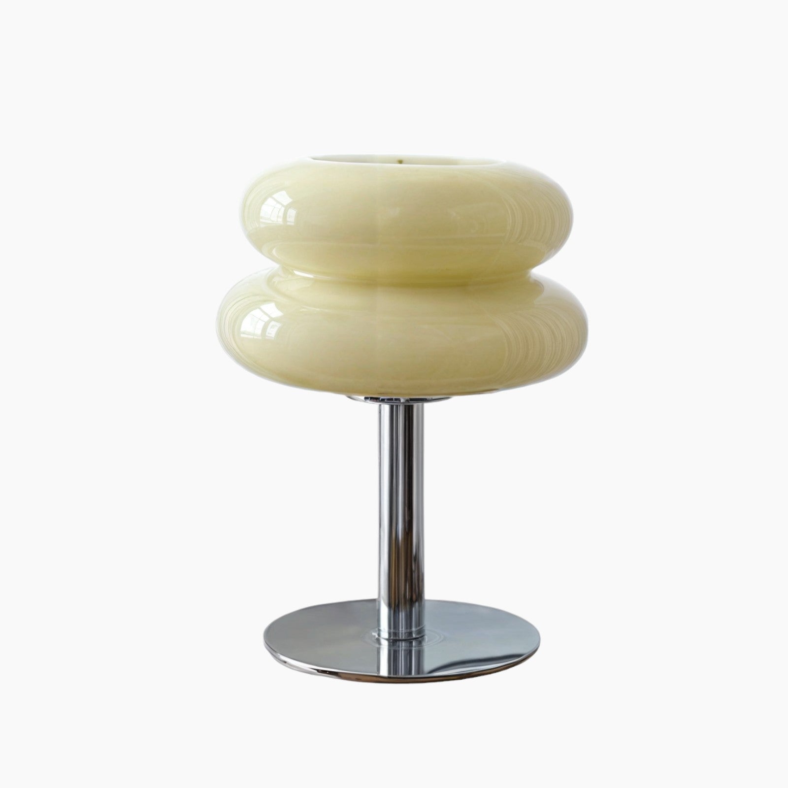 Bordlampe i Glas og Jern – Elegant Svampedesign med Trefarvet LED til Indendørs Belysning 7