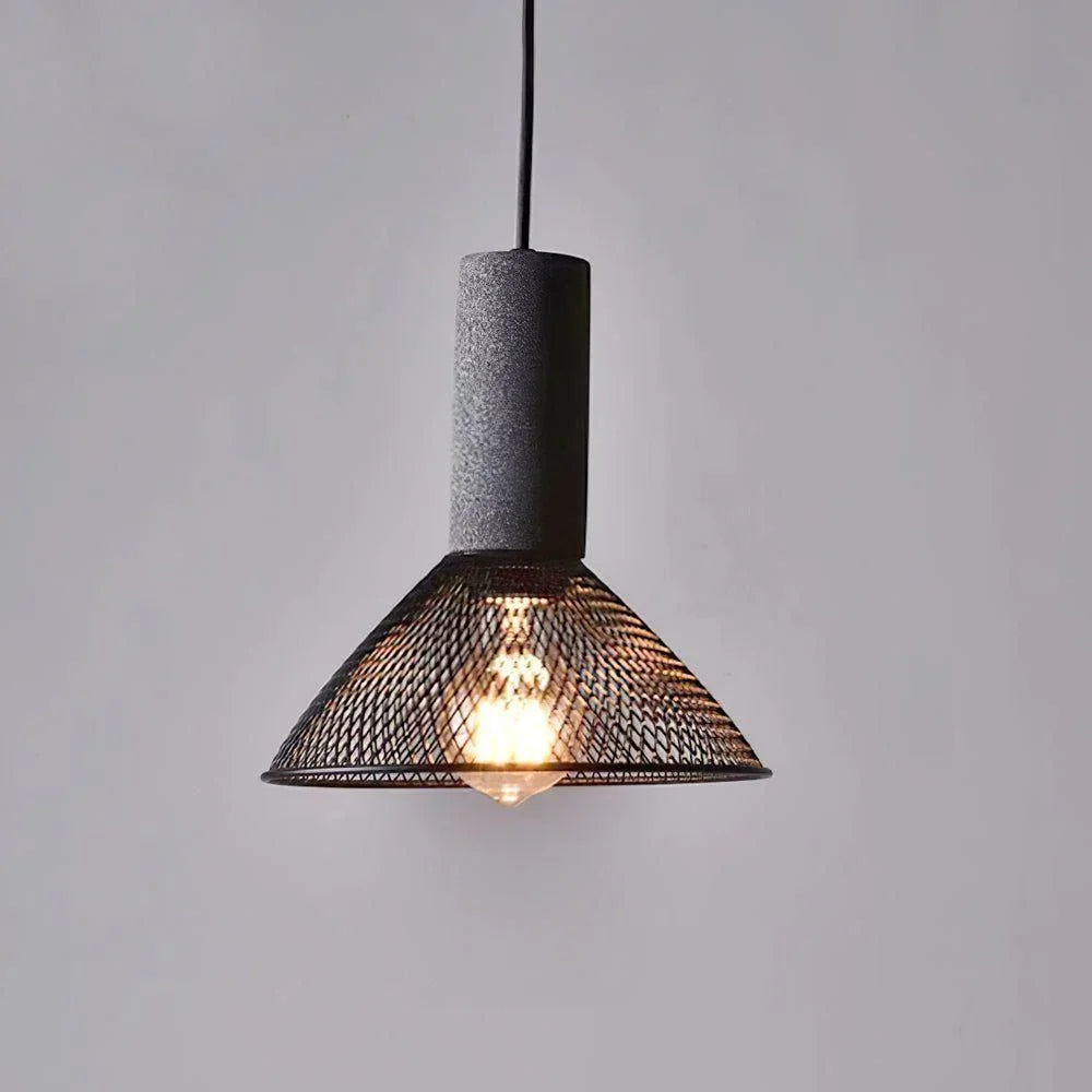 Akselund Pendellampe – Nordisk Vintage Loftlampe i Cement og Metal - Lioren