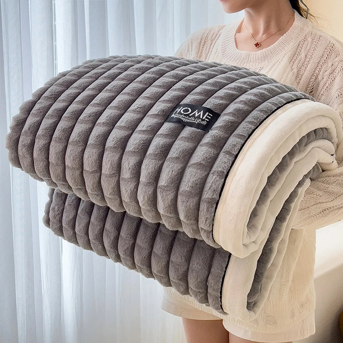 Sofa tæppe khaki – stort format 200x230 cm udbredt