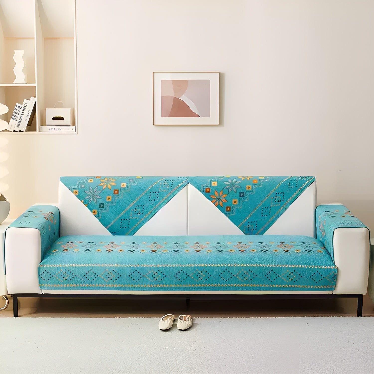 Elastisk Boho Sofabetræk i Højkvalitets Chenille – Året Rundt Beskyttelse og Stil til Dit Møbel 6