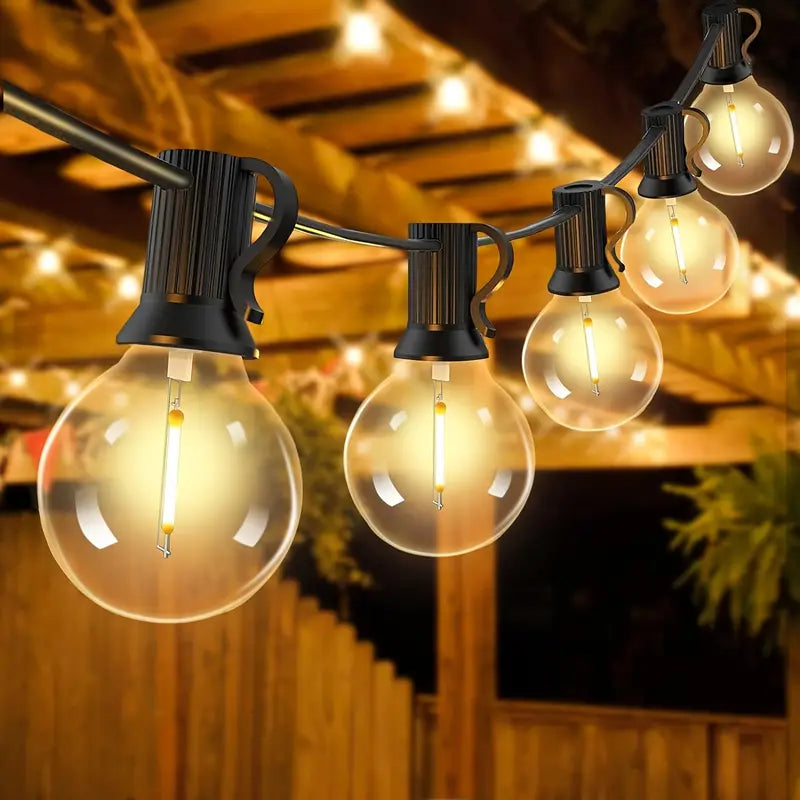 Nærbillede af retro LED-pærer på lyskæde