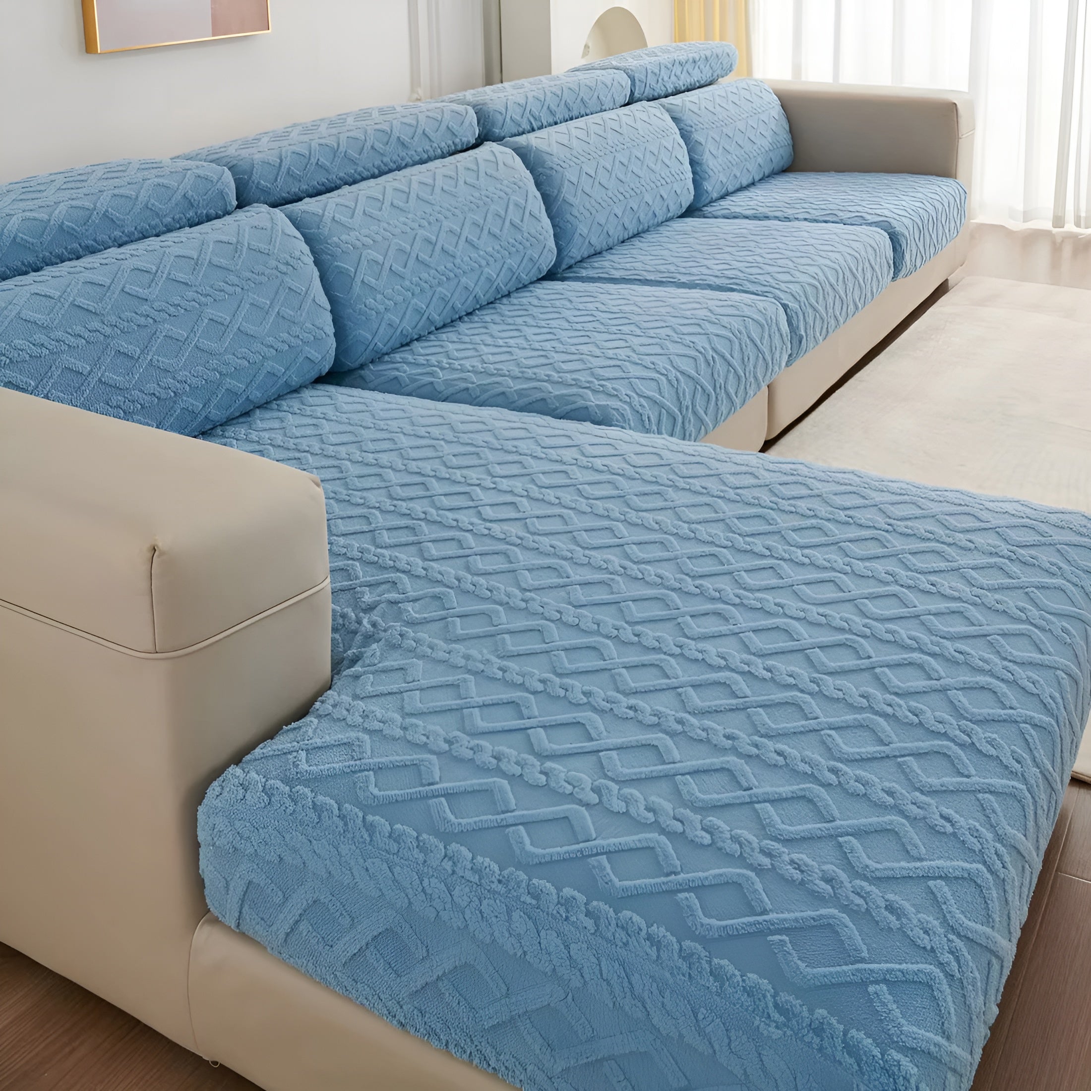 Fløjl Sofabetræk med Diamantmønster – Elegant Beskyttelse til Sofaer, Ideel til Hjem med Børn og Kæledyr 10