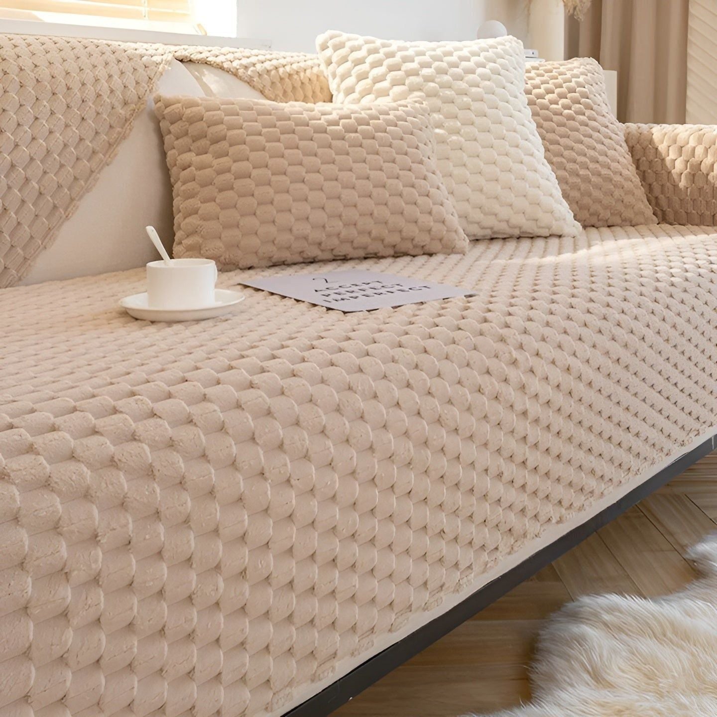 Fløjlssofabetræk – Elegant, Holdbart Betræk til Sofa | Beskytter Mod Pletter og Slid, Nem Vedligeholdelse 0