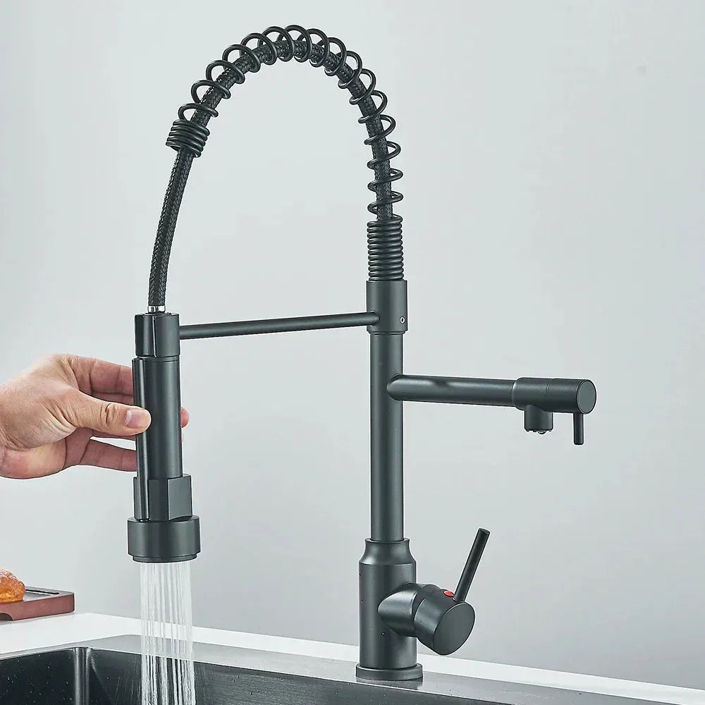 HydroSpout Vandhane – Fleksibel Dobbelt Tud i Rustfrit Stål til Effektiv Køkkenbrug med 360° Rotation 1