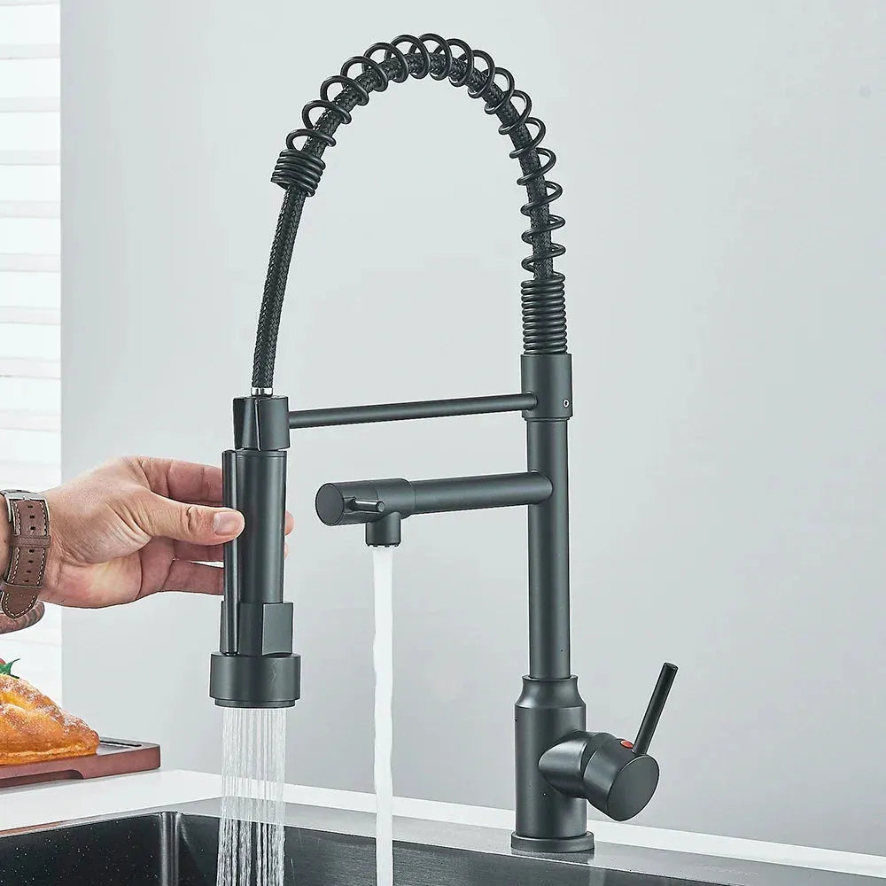 HydroSpout Vandhane – Fleksibel Dobbelt Tud i Rustfrit Stål til Effektiv Køkkenbrug med 360° Rotation 2