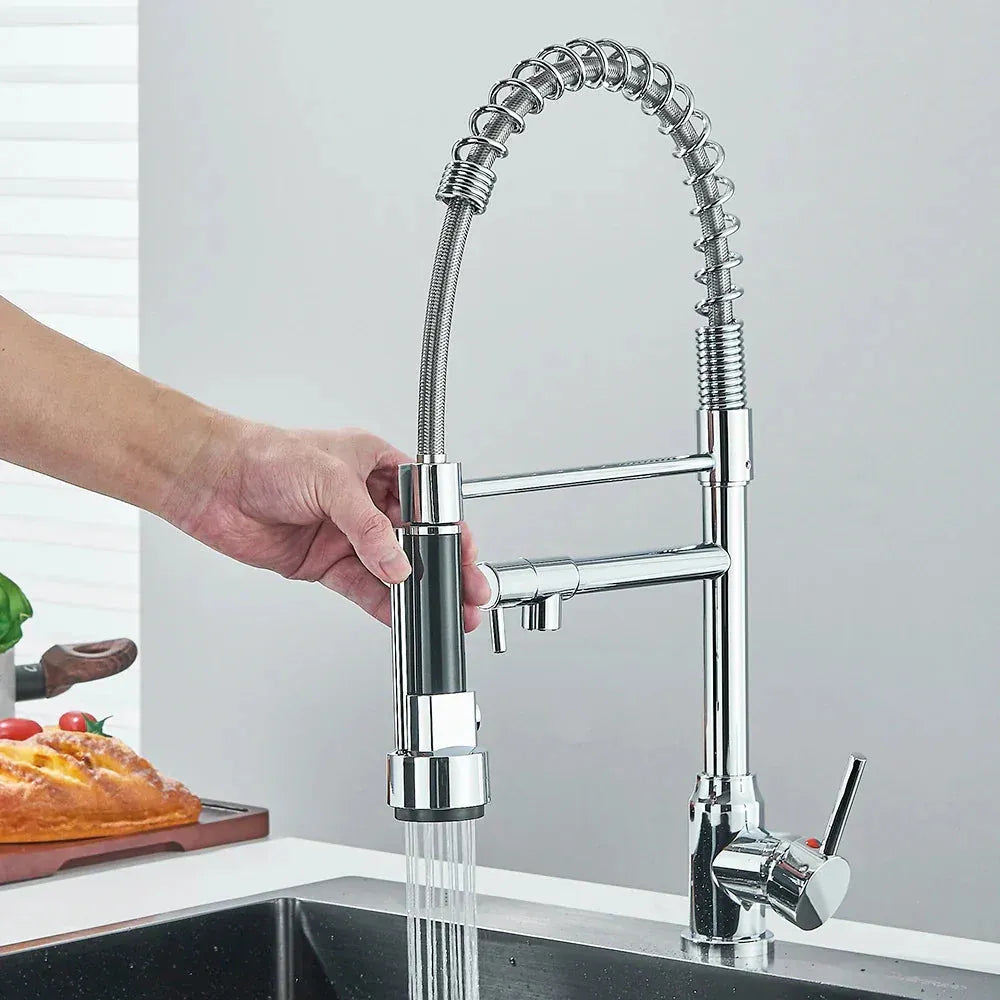 HydroSpout Vandhane – Fleksibel Dobbelt Tud i Rustfrit Stål til Effektiv Køkkenbrug med 360° Rotation 4