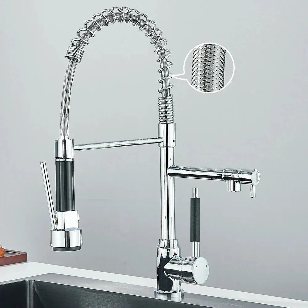 HydroSpout Vandhane – Fleksibel Dobbelt Tud i Rustfrit Stål til Effektiv Køkkenbrug med 360° Rotation 7