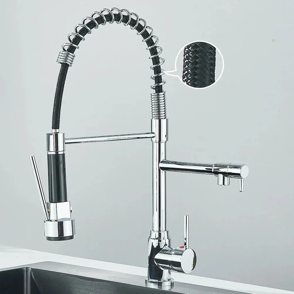 HydroSpout Vandhane – Fleksibel Dobbelt Tud i Rustfrit Stål til Effektiv Køkkenbrug med 360° Rotation 8