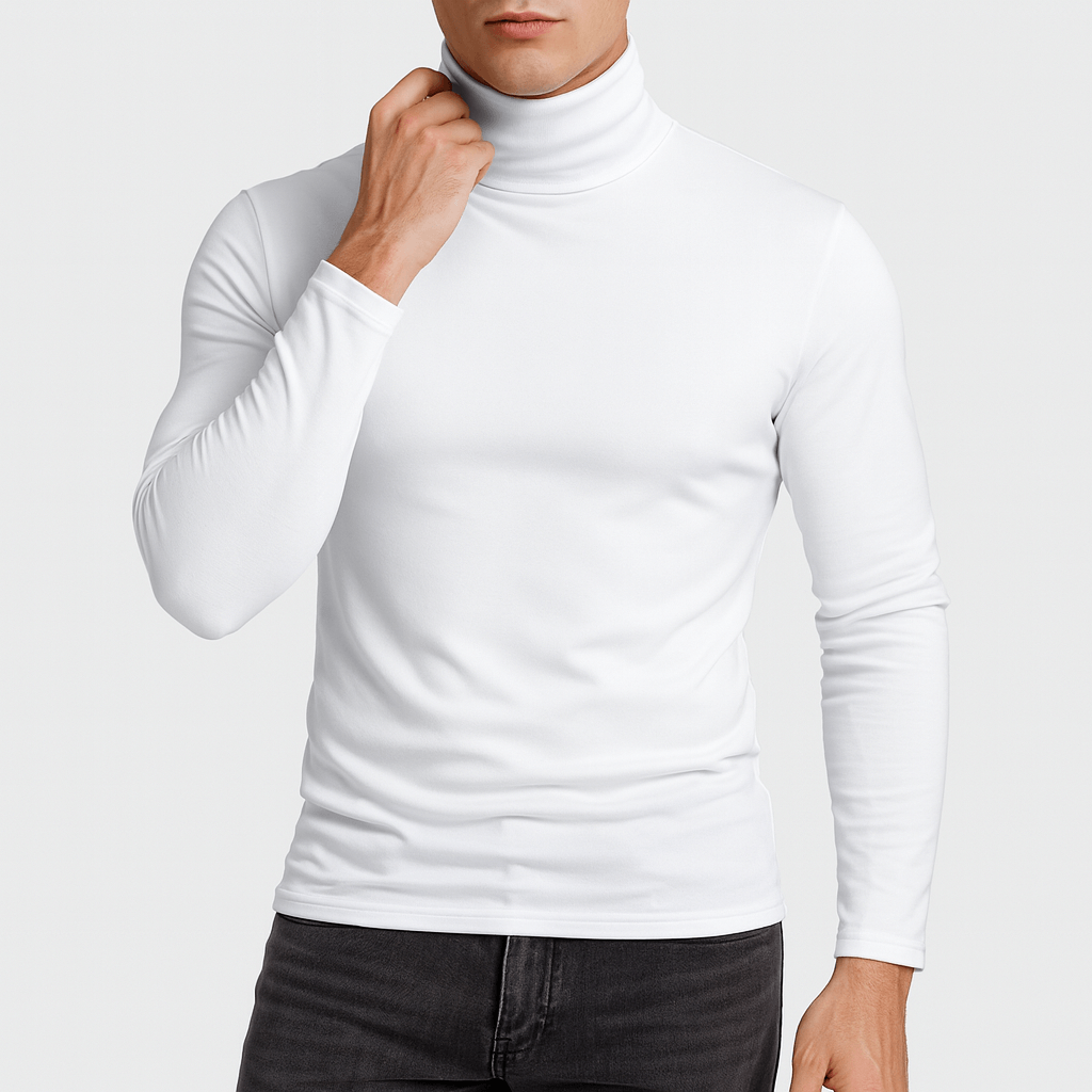 Slim fit rullekrave trøje i stretchbomuld - forfra
