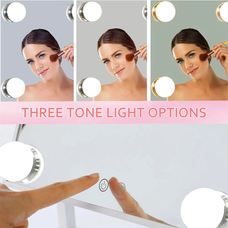Makeupspejl med lys – Buet LED Spejl med 10x Forstørrelse og Justerbar Lysstyrke til Optimal Makeup Applikation 3