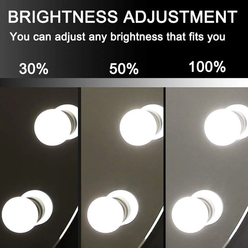 Makeupspejl med lys – Buet LED Spejl med 10x Forstørrelse og Justerbar Lysstyrke til Optimal Makeup Applikation 4
