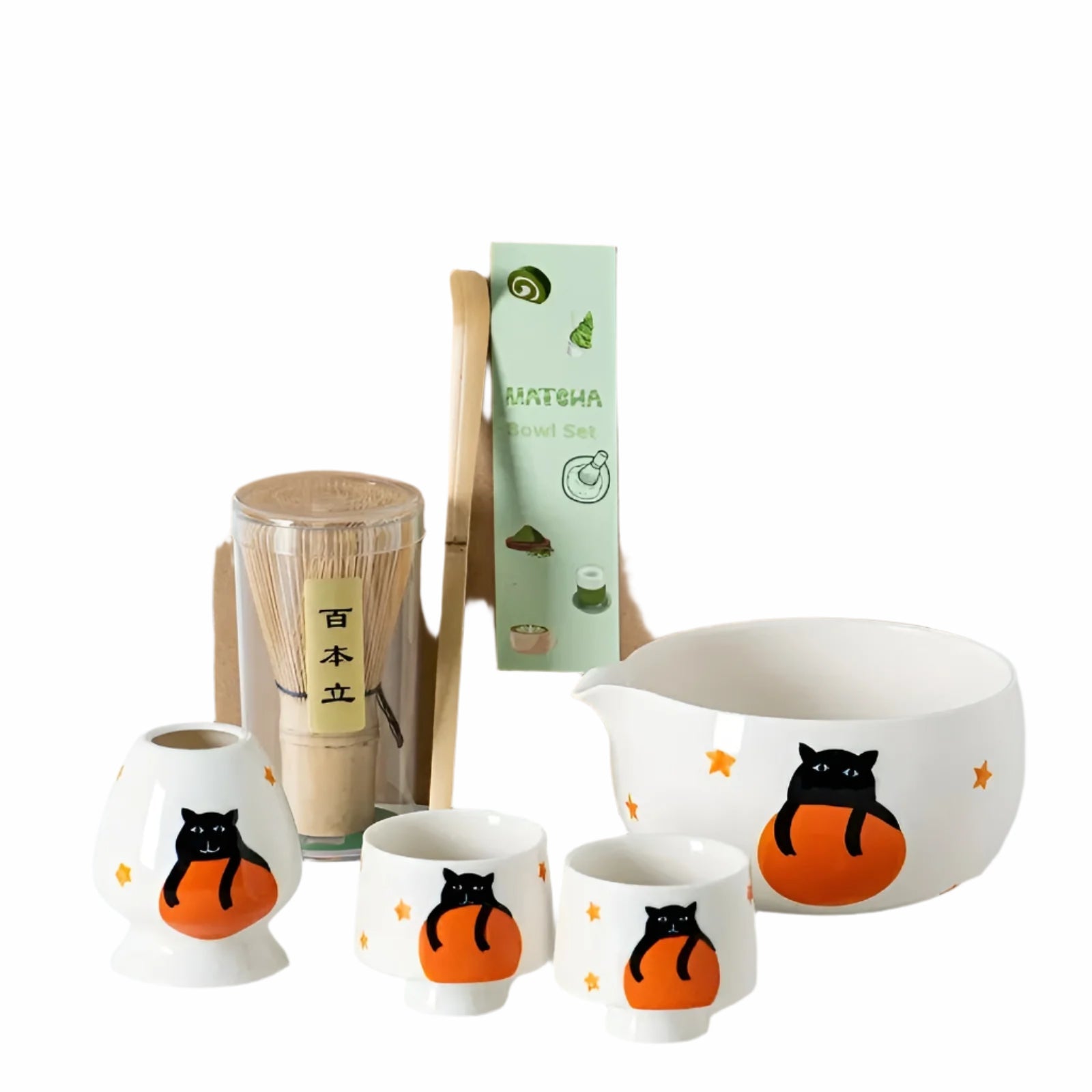 Matcha Sæt med Kattedesign – Fuldt Te Ceremoni Sæt til Teelskere, Ideelt til Nybegyndere og Entusiaster 1