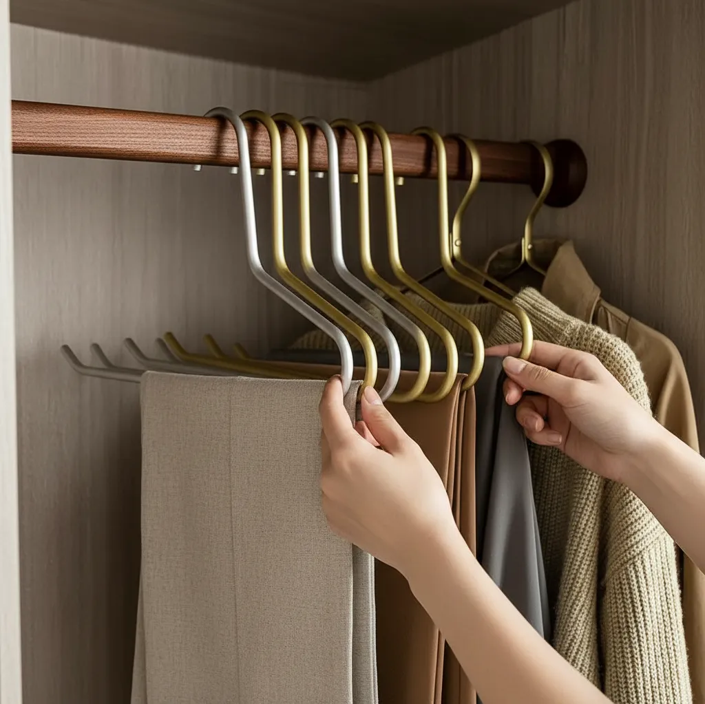 Metal Bøjler – Holdbare og Pladsbesparende Tøjorganiseringsløsninger til Garderobe, Anti-Slip Design, 5 Stk. 1