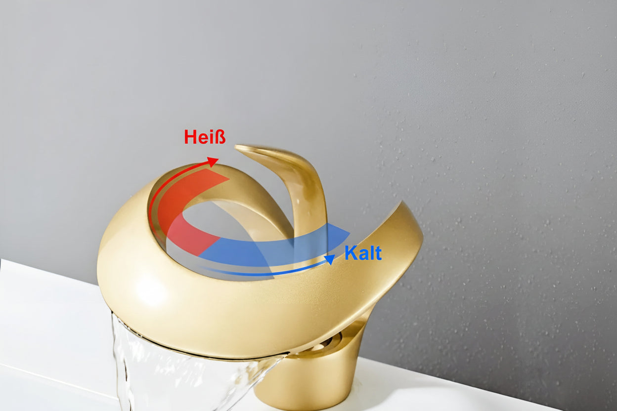 Minimalistisk Håndvaskarmatur i Messing – Elegant Armatur til Badeværelse med Effektiv Temperaturkontrol 3