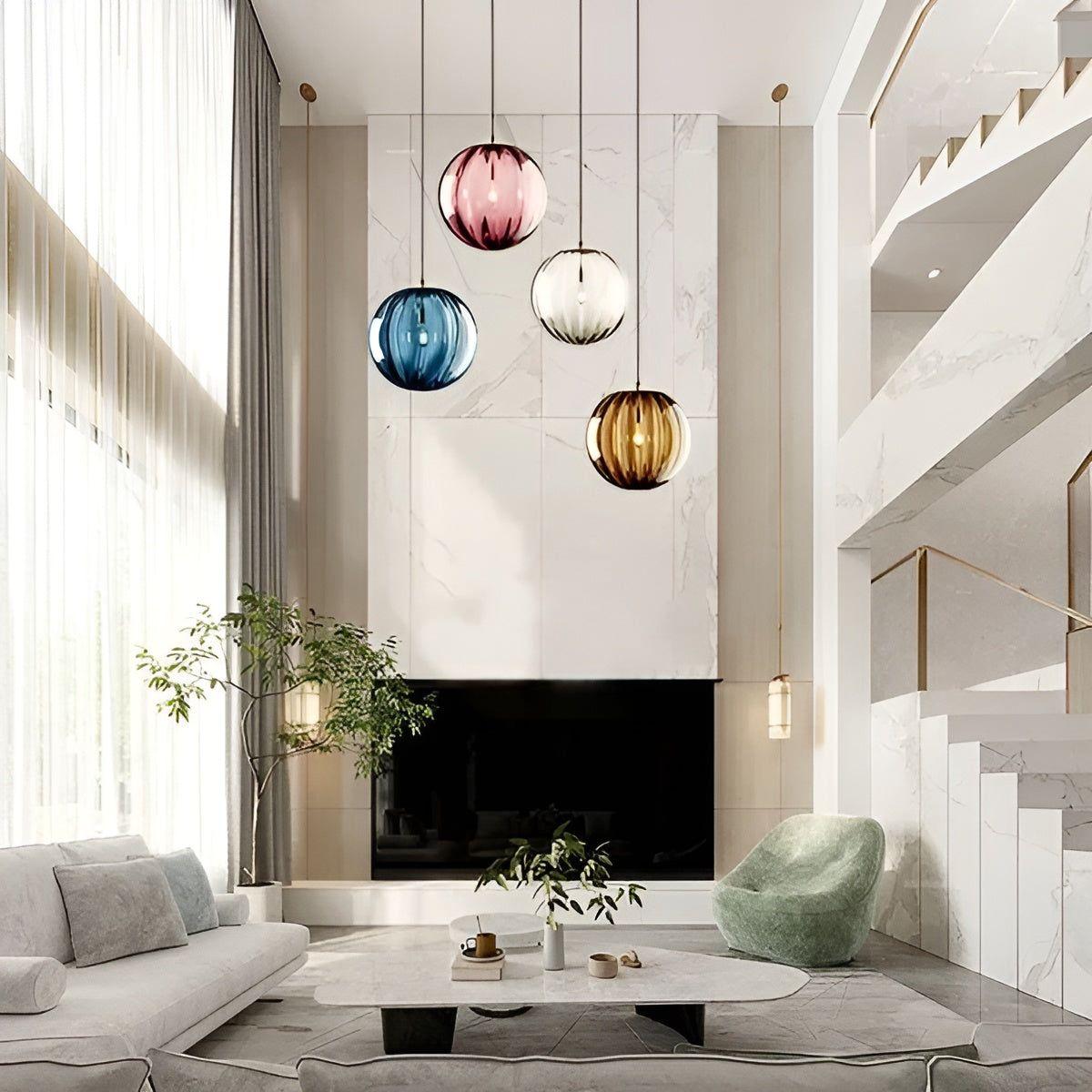 Elegant Nordic LED Glass Dome Pendant Lamp