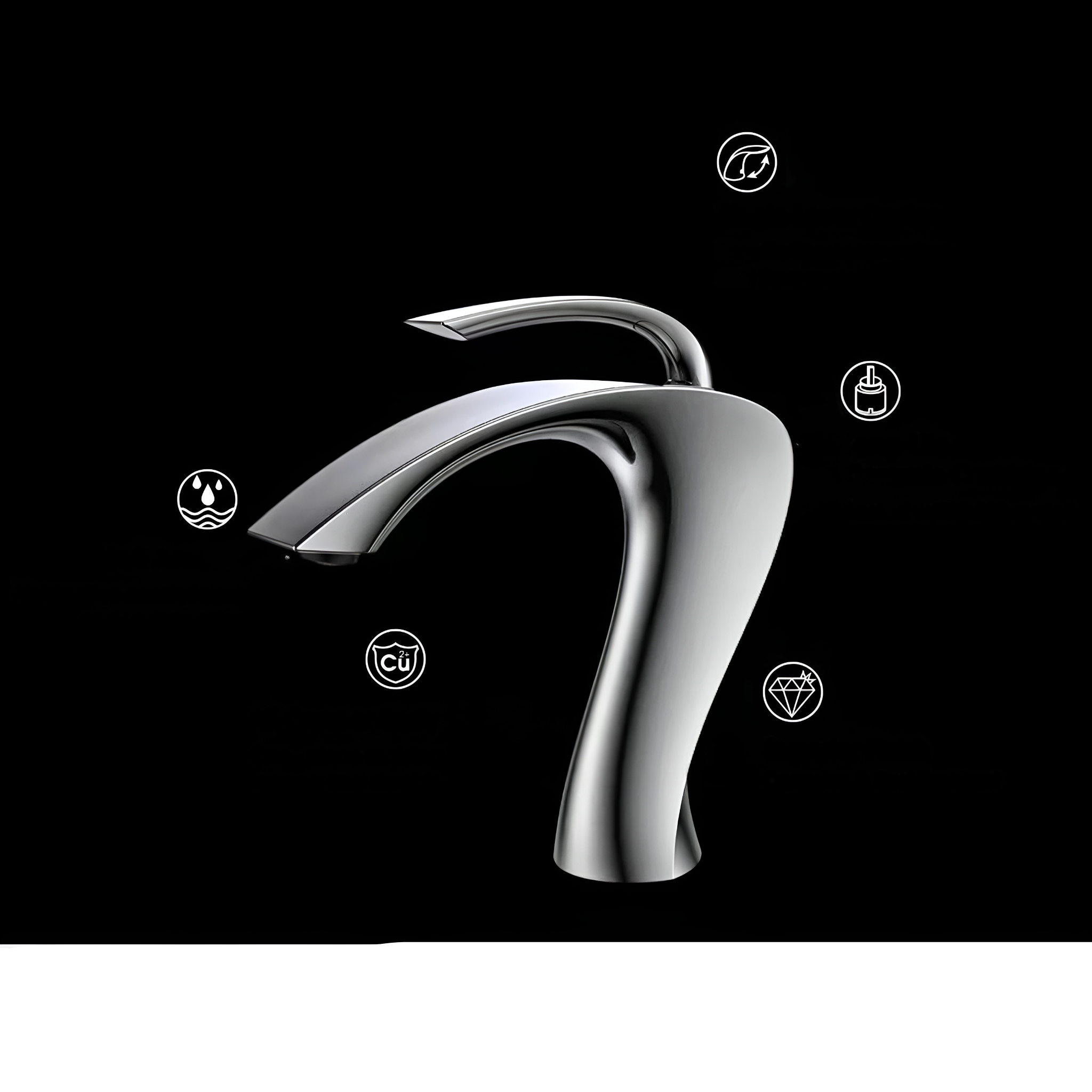 Moderne Håndvaskarmatur i Messing – Elegant Design med Keramisk Patron til Præcis Vandstyring 7