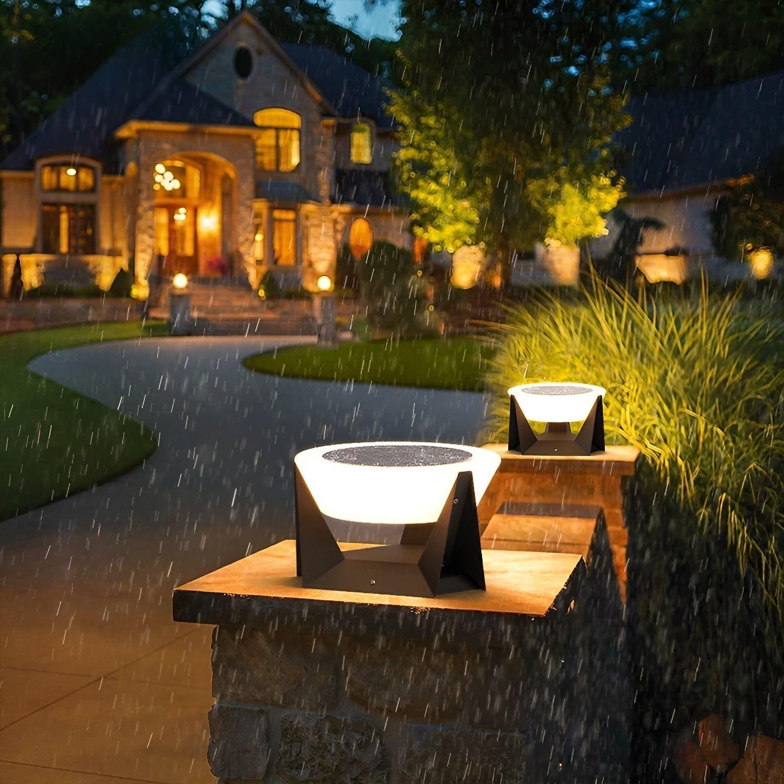 Elegant Solar-Powered Japanese Garden Lamp