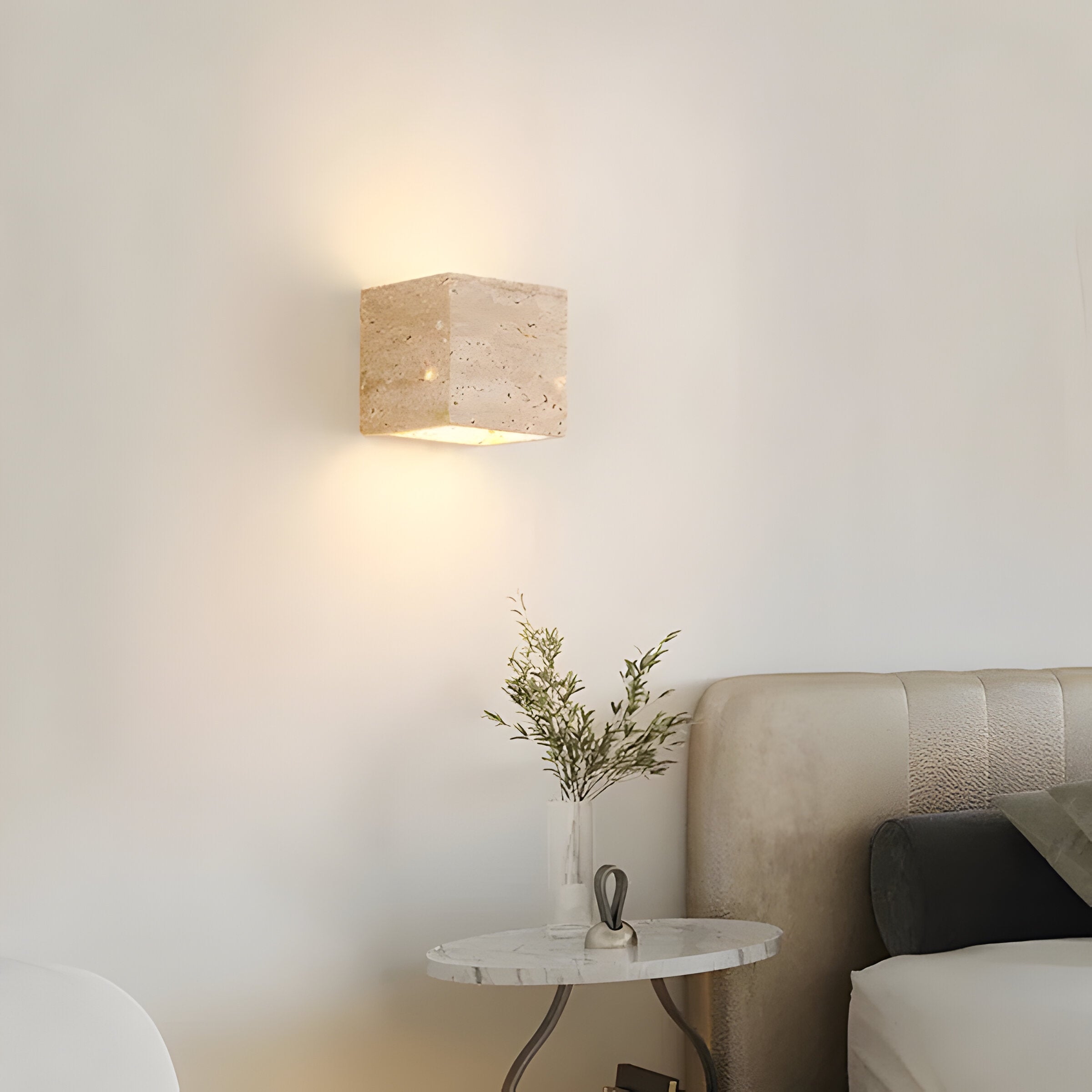 Rektangulær LED Væglampe i Travertin – Elegant Natursten Belysning - Lioren