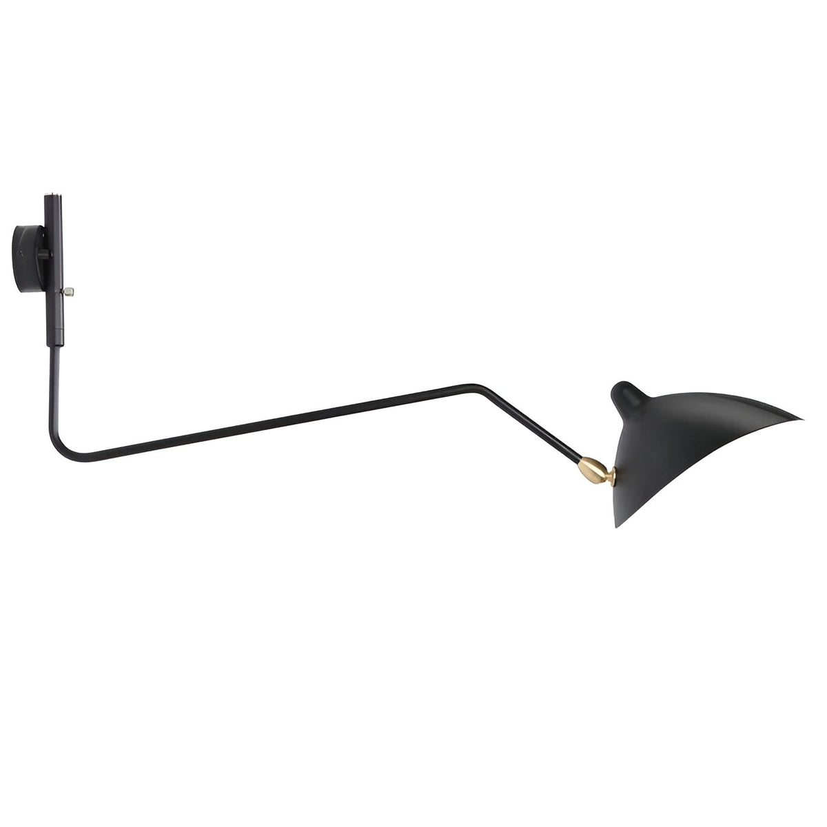 Væglampe med svingarm – detalje af skærm og lyskilde (LED/Edison)