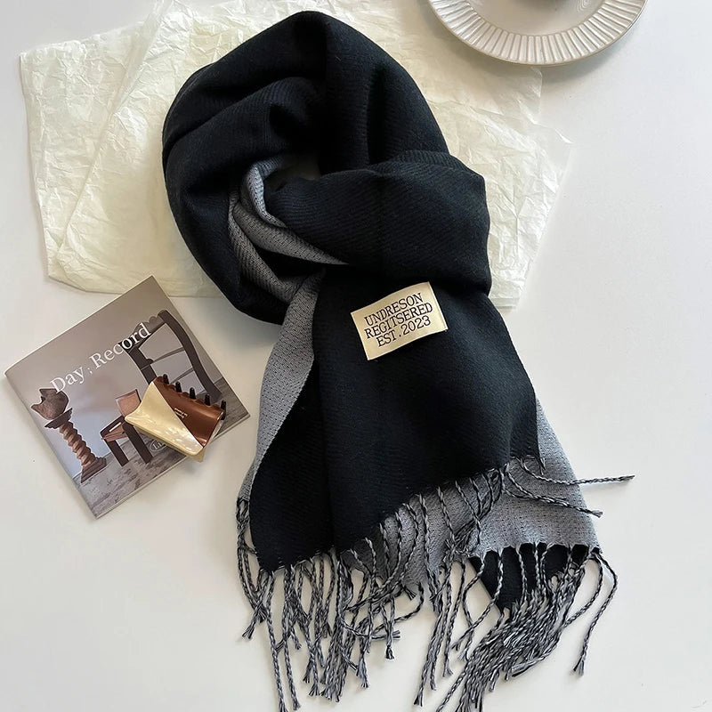 Vintersjal i cashmere-blend draperet som omslagstørklæde – rød