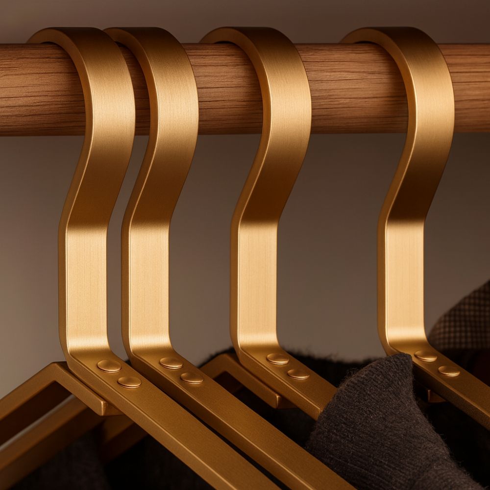 Slimline Aluminium Tøjbøjler – Pladsbesparende og Skridsikre til Effektiv Garderobeorganisering 3