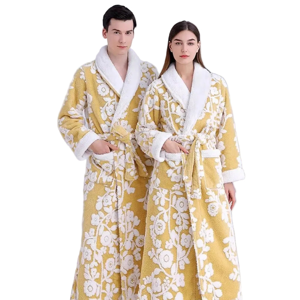 Luksus jacquard badekåbe i dobbeltlag microfiber