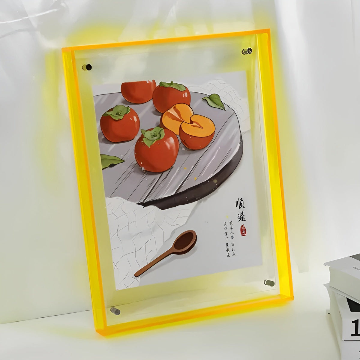 Akryl fotoramme 16x21 cm i gul – neon retro-design