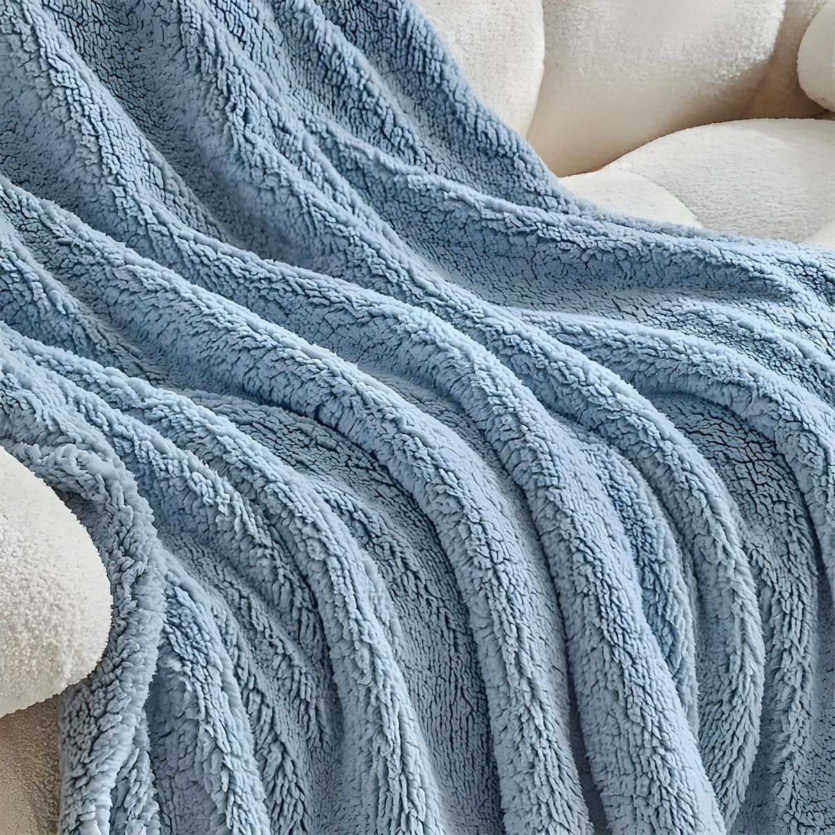 DoubleCozy Tæppe – Afslappet Dobbeltsidet Sherpa-fleecetæppe