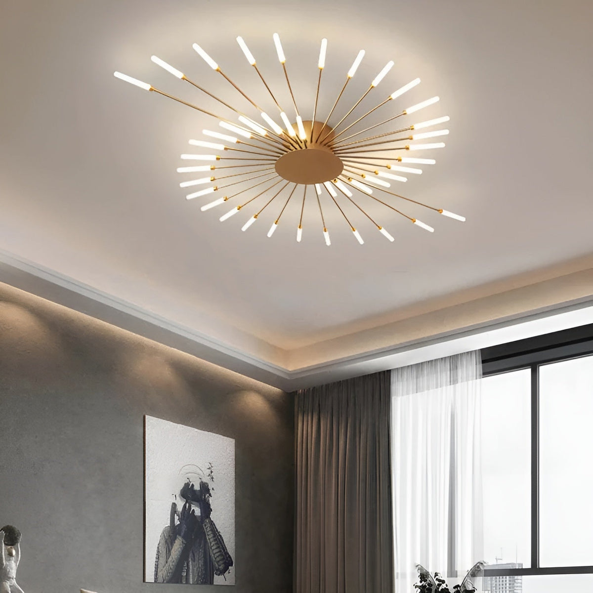 LED-loftlampe i sort – profil og dimensioner vist fra siden