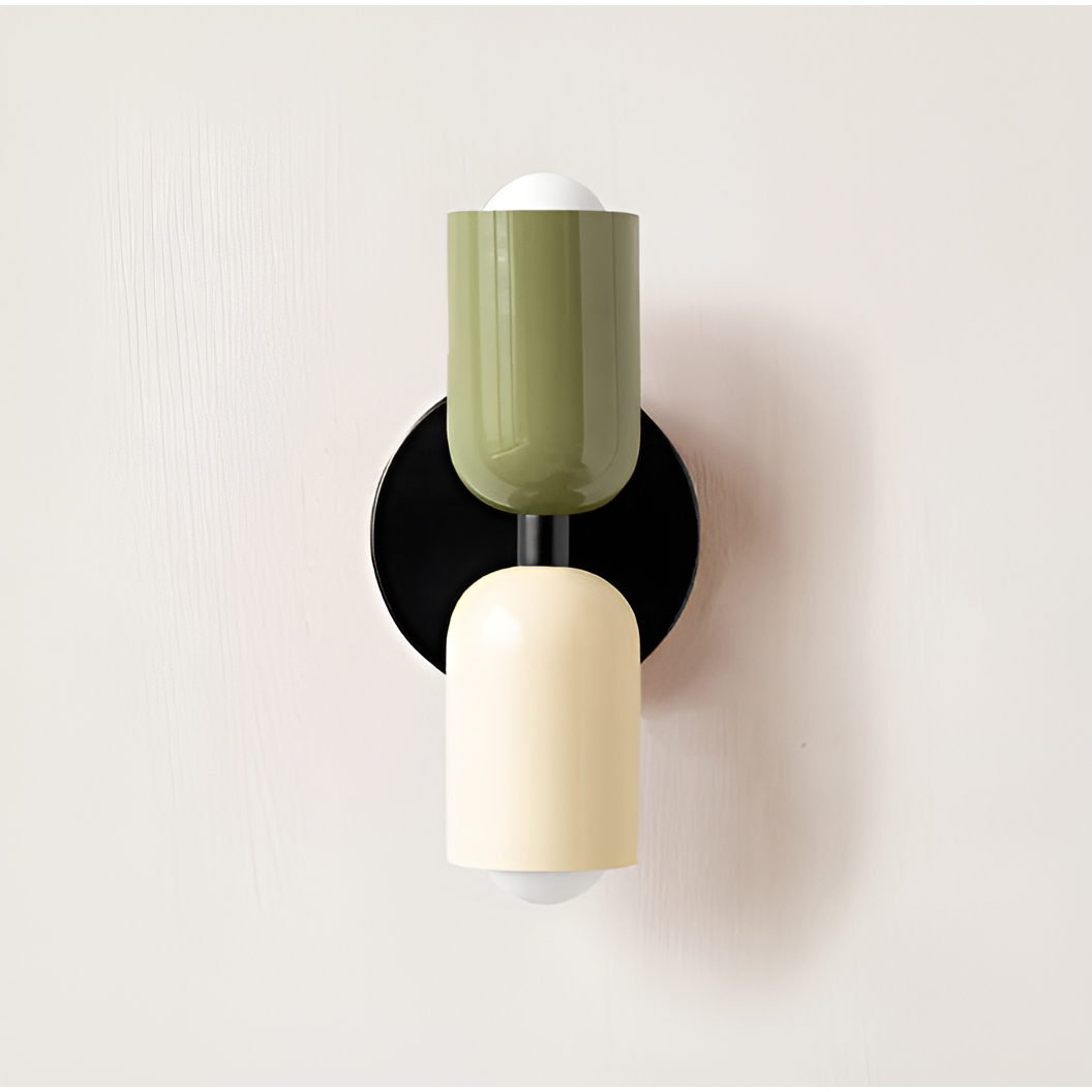 Farbe Wabi Duo LED-væglampe – Grøn / Beige og Sort