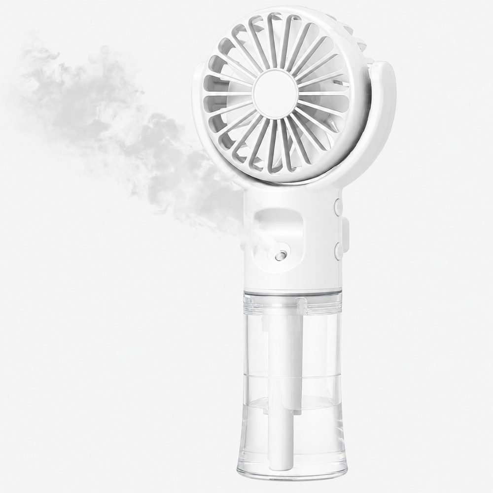 Miniventilator med vandspray – ideel til rejser