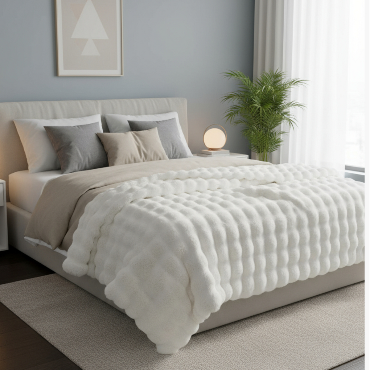 Blødt brun fleece tæppe i størrelsen 152x178 cm til sofa og seng