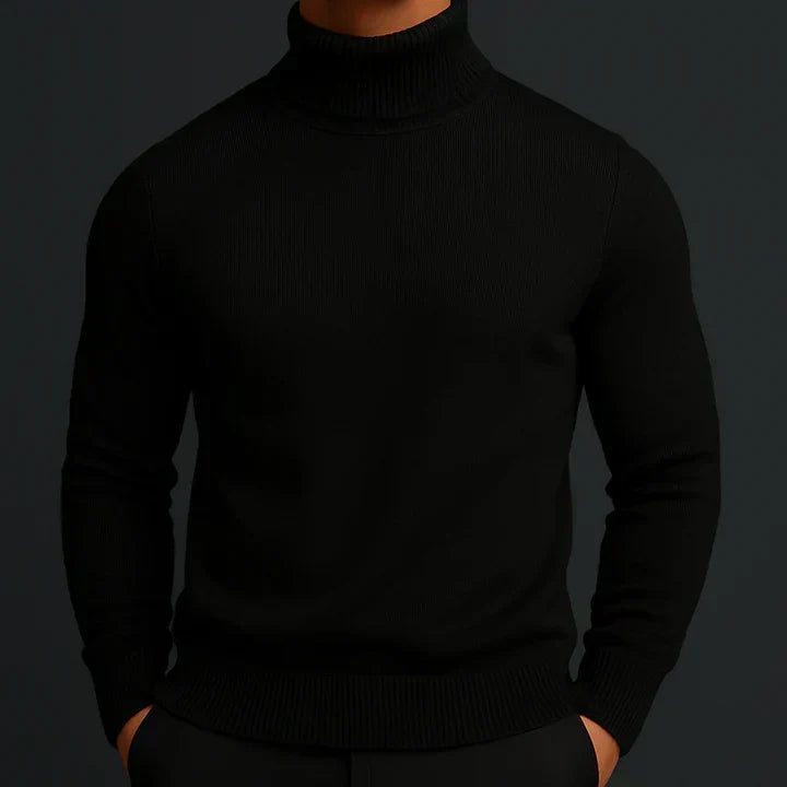 Merino rullekravesweater til herrer i sort – tidløs og elegant