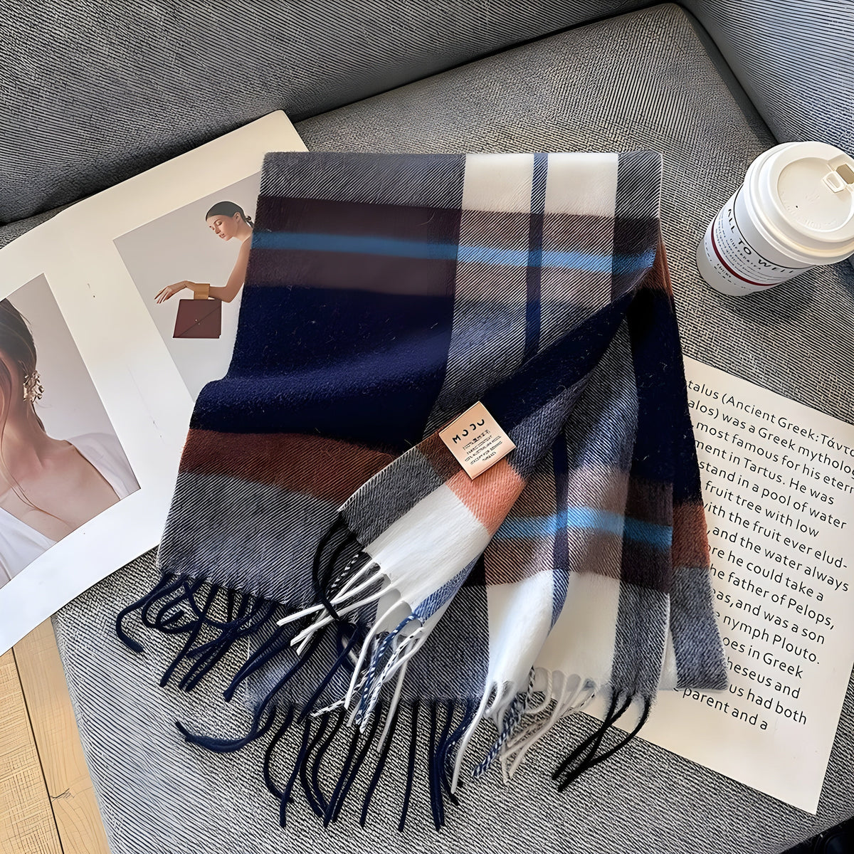 Ternet cashmere-sjal vist i farvevariant