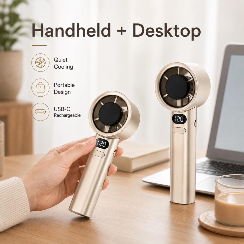 USB-opladning af kompakt håndventilator