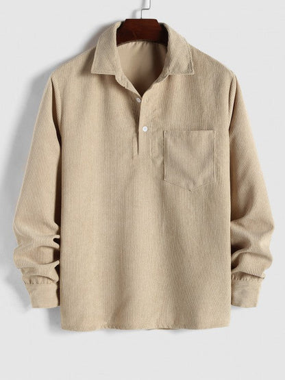 Corduroy-sæt til mænd – khaki – helhedslook