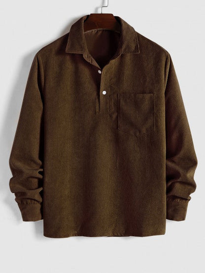 Herre-sæt i corduroy – forfra – khaki